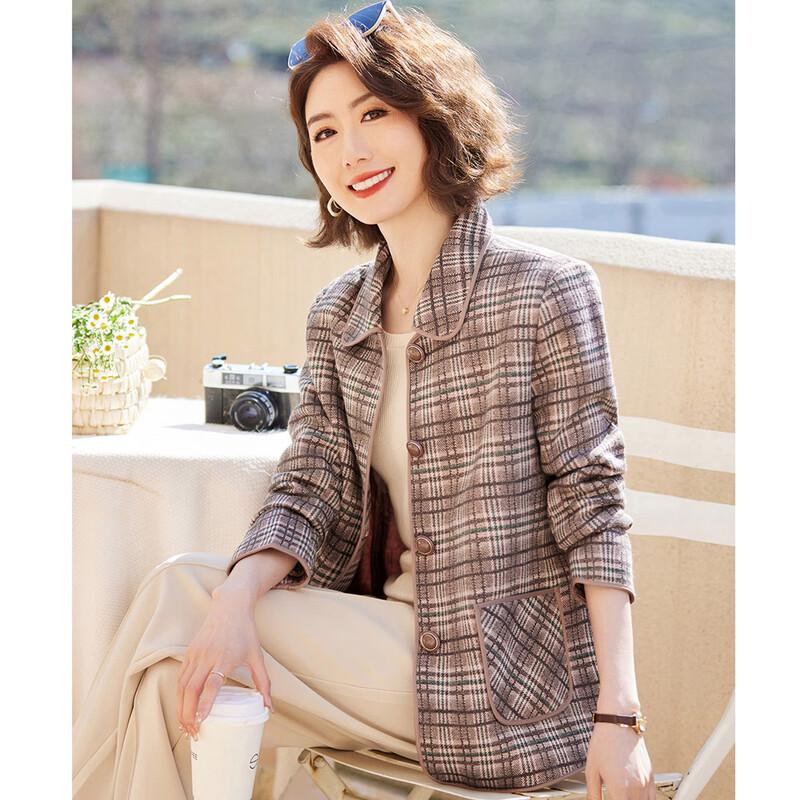 Women s Padded Plaid Wool-Blend Coat XL
