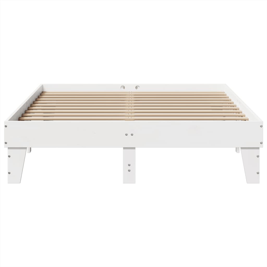 Vidaxl Bed Frame Without Mattress, White, 140X190 Cm, Solid Pine Wood