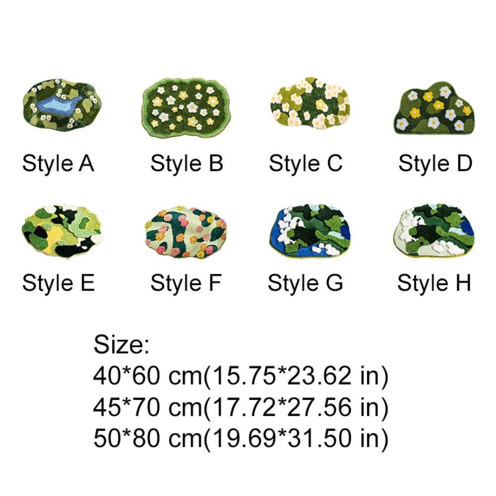 Thickened Moss Rug Absorbent Bedside Small Carpet Flower Pattern Bathroom Mat Bedroom
