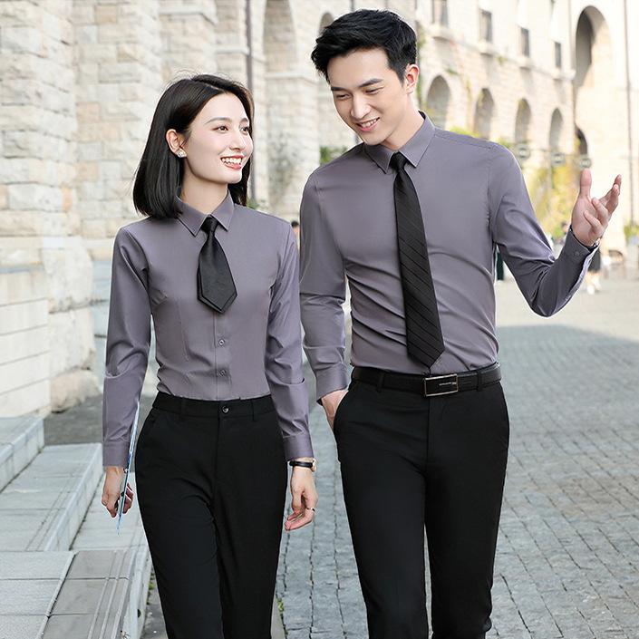 Business Multi-color Men's and Women's Long Short-sleeved Embroidered LOGO Professional Dress Can Be Men's Inch Shirt Men's