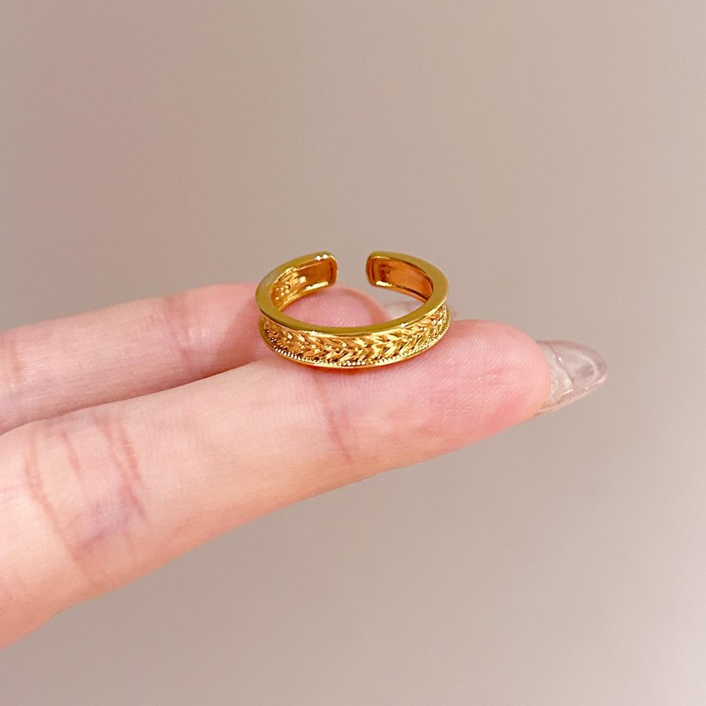 Medieval Brushed Diamond-encrusted Zircon Ring for Women Does Not Fade, Light Luxury and Versatile Open Index Finger Ring Jewelry.