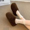 Women's Fuzzy Thick-Soled Closed-Toe Slippers - Warm, Fashionable, and Cute for Indoor/Outdoor Wear