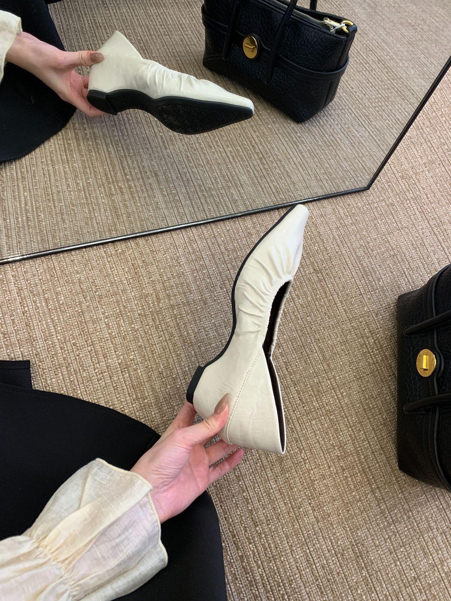 Women s Pointed Toe Ruffled Spring French Style Vintage Style Elegant Pumps - Fashionable Footwear 35