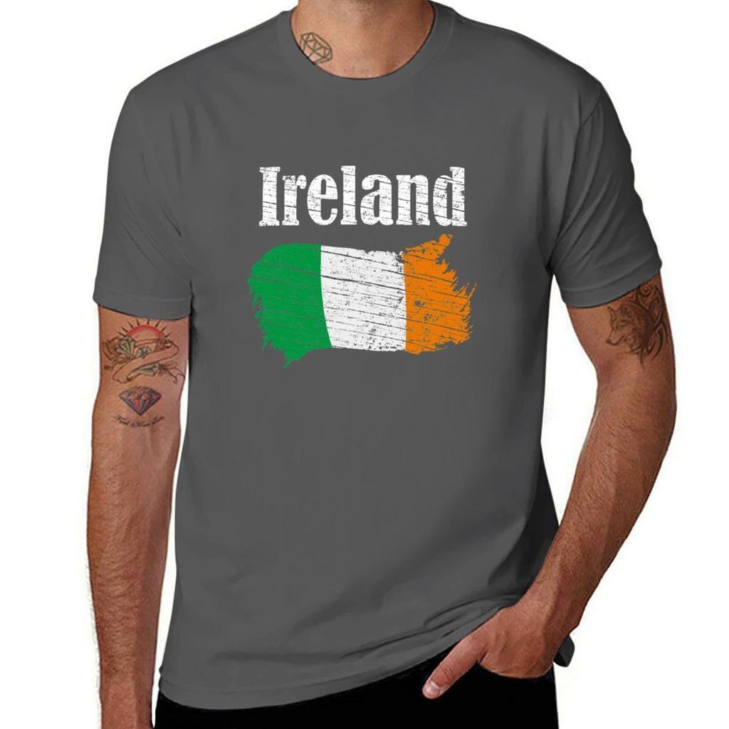 Ireland Irish Flag Vintage Graphic Ireland Lovers Tourists Souvenir Cool National Gift TShirt Work Duty Casual TShirt