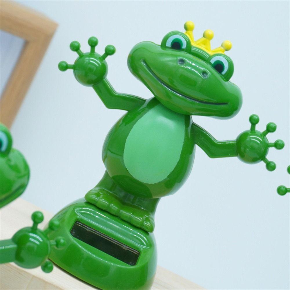 Cartoon Shaking Hand Doll Frog Shape Swing Dancing Doll Solar Powered Frog  Home Decoration