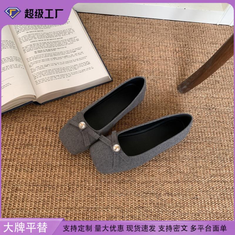 Grape mother spring new single shoes women's French soft-soled grandma shoes comfortable soft-soled not tired feet flat-soled casual shoes women