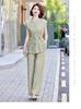 Chic Chiffon Suit: Round Neck Top & Wide-Leg Pants for Women 2026