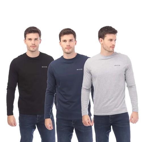 Nicce Mens Julian Long-Sleeved T-Shirt (Pack of 3)