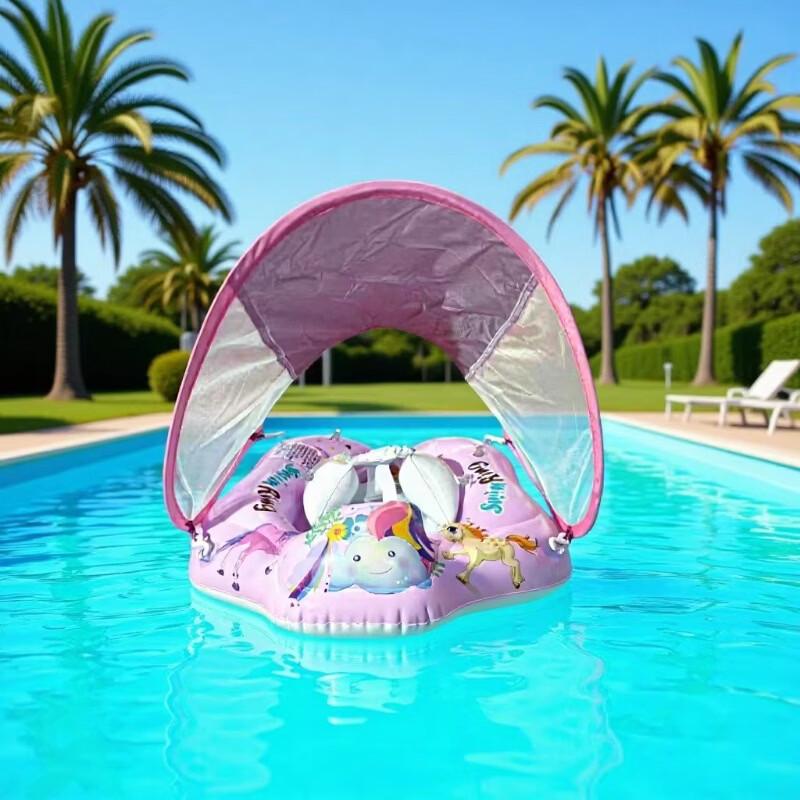 Infant Unicorn Lying Swimming Float with Sun Canopy