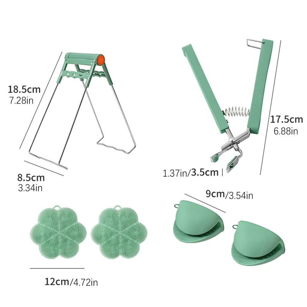 Hot Plate Grippers Non-Slip Bowl Tongs Anti-Scald Bowl Clip With Mats And Oven Gloves For Kitchen Pot Pan Dish Microwave Cooking