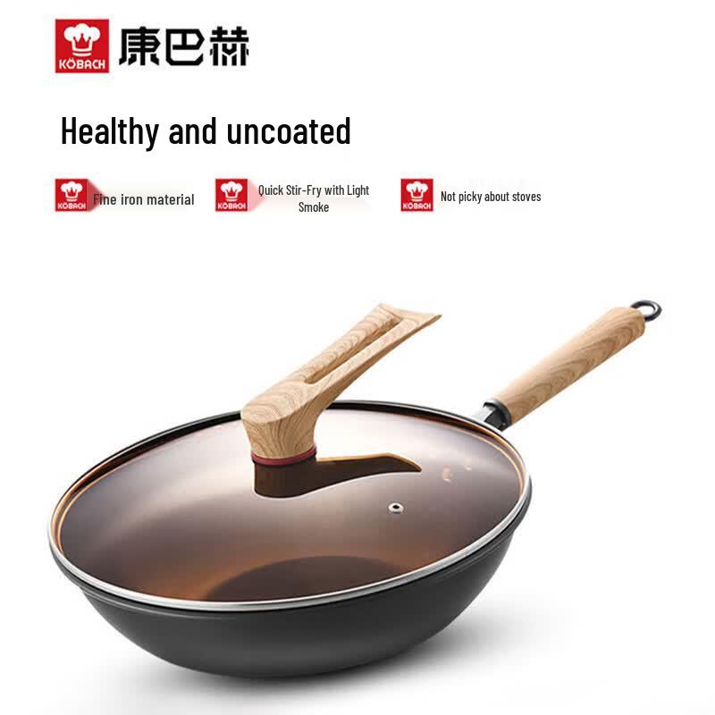 KOBACH 32cm Iron Stir-fry Wok (Non-Coated)