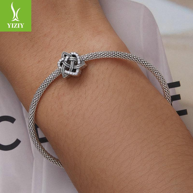 Celtic Knot Love Charm Bracelet Beaded with Hollow S925 Silver Beads 