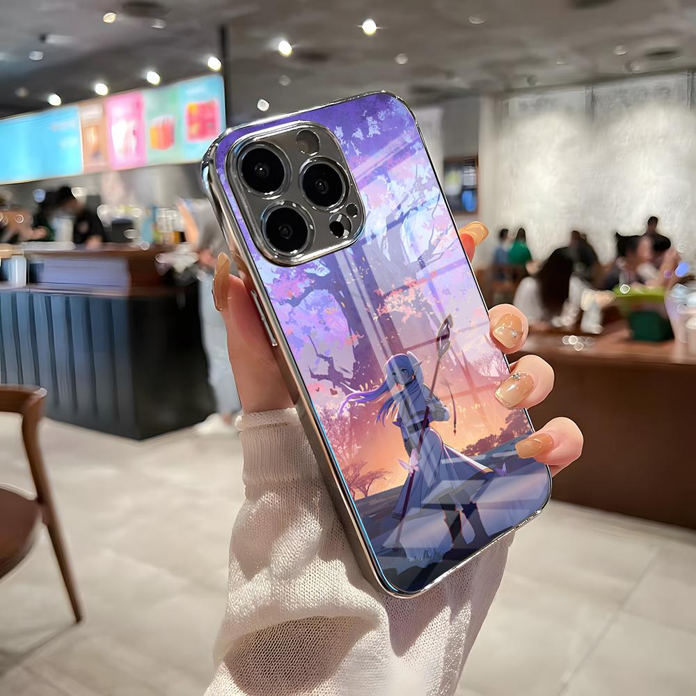 

Hot F-Frieren Anime Phone Case For IPhone 17 Pro Max 15 Pro 16 14 Plus 12 13 Mini 11 Pro Shockproof Electroplated Glass Cover iPhone17 Pro