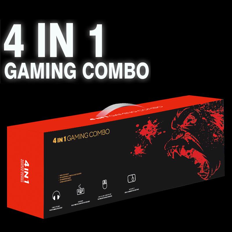 4-in-1 Wired Luminous Gaming Set: Keyboard, Mouse, Headset, Mouse Pad.