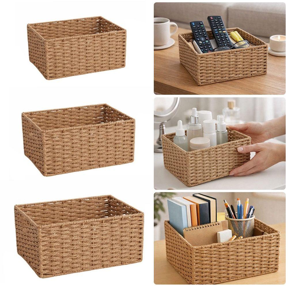 Reusable Woven Storage Basket Handmade Clothing Storage Basket Portable Snack Sundries Organizer
