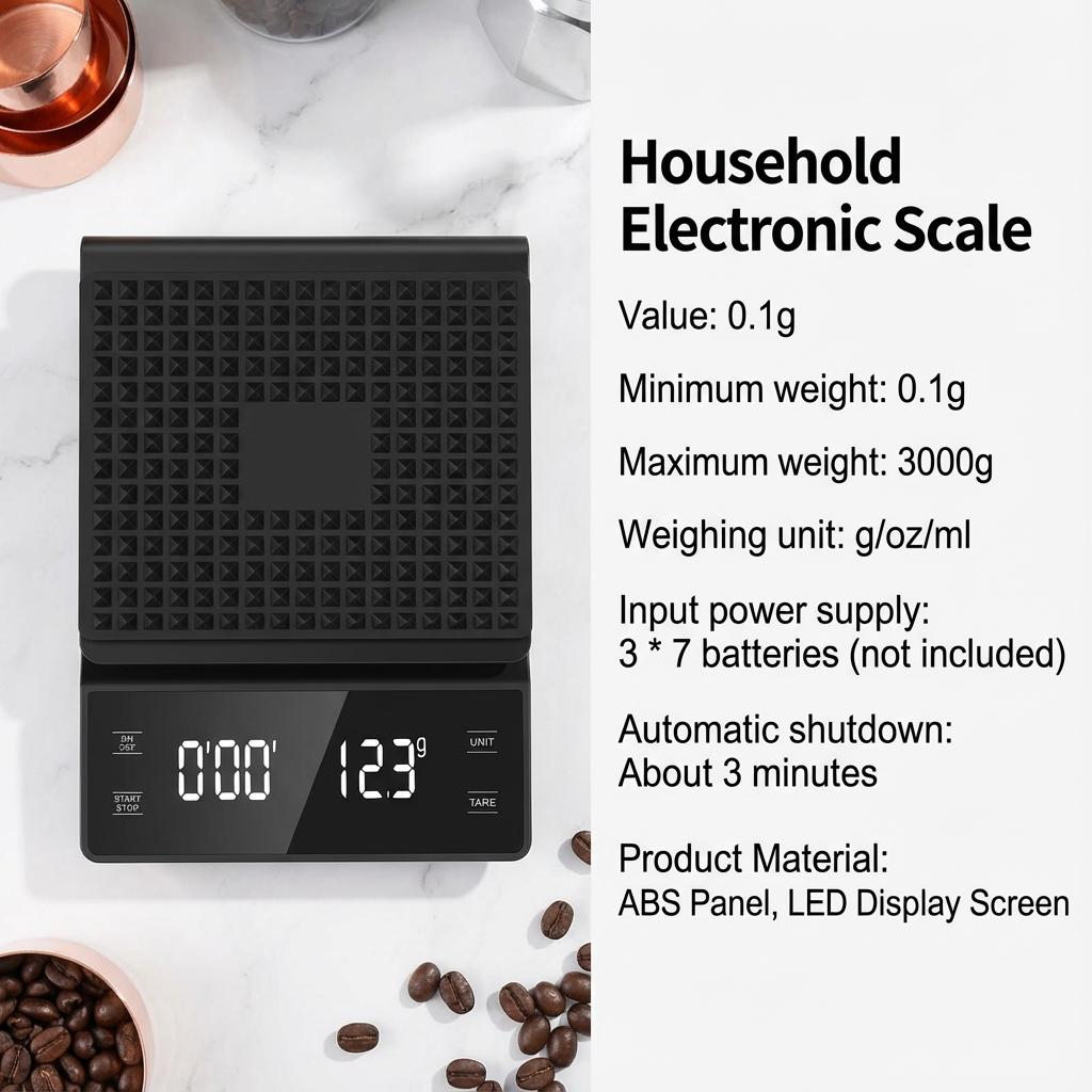 3kg/0.1g Zamanlayıcılı Kahve Tartısı Mutfak Aletleri Dijital Çok Fonksiyonlu Tartı Pour Over Damlama Espresso Tartısı LCD Ekran