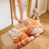 Tappetino da Bagno in Terra Diatomacea a Forma di Gatto Cartone Animato, Assorbente Acqua Antiscivolo Resistente all'Usura Zerbino per Bagno Ingresso WC