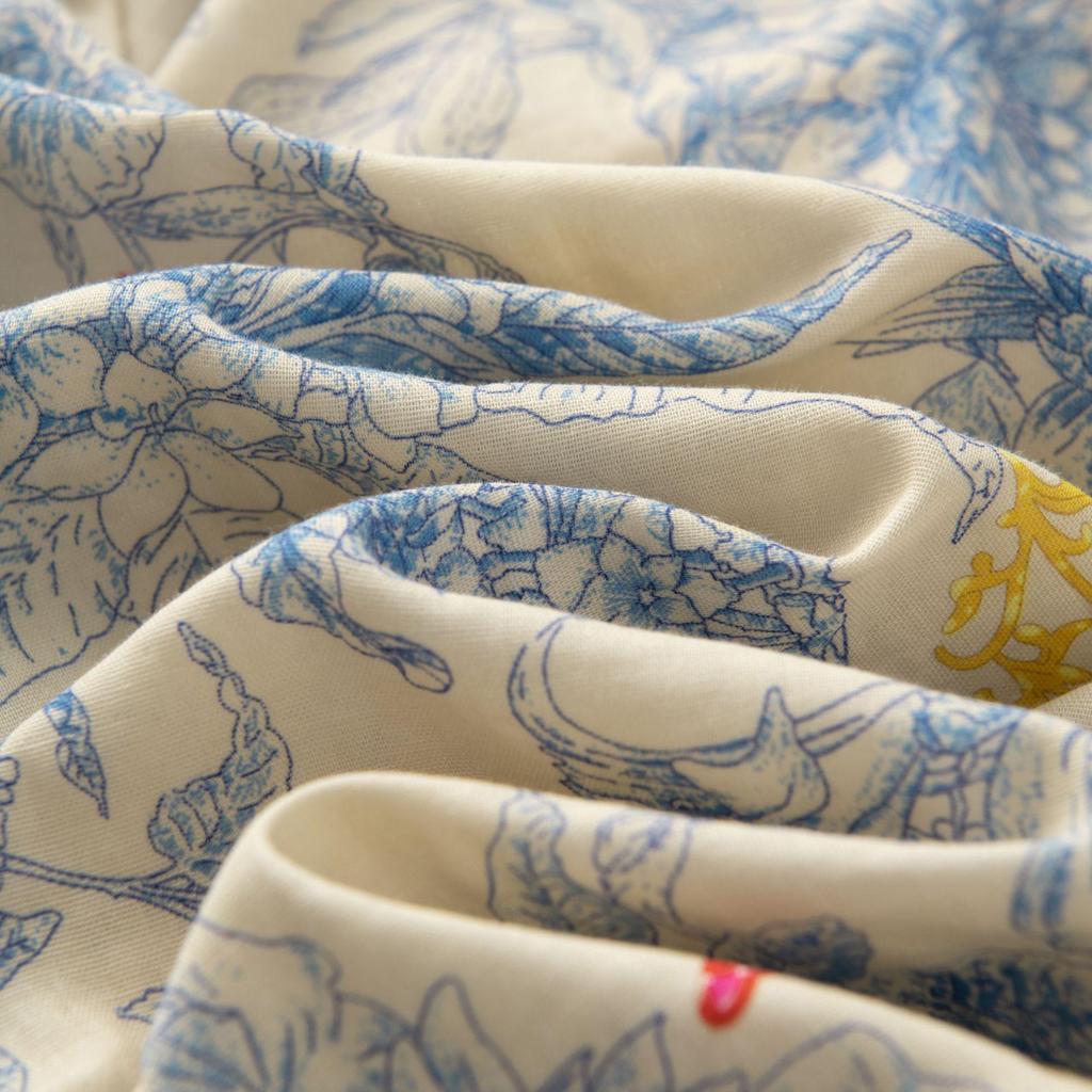 Monet Floral Double-Layer Gauze Pajamas for Women - Light Luxury All-Cotton Set for Spring and Autumn
