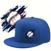 Baseball Grunge Splash Graphic Flat Brim Snapback Cap Adult Polyester Unisex Outdoor Casual Hat