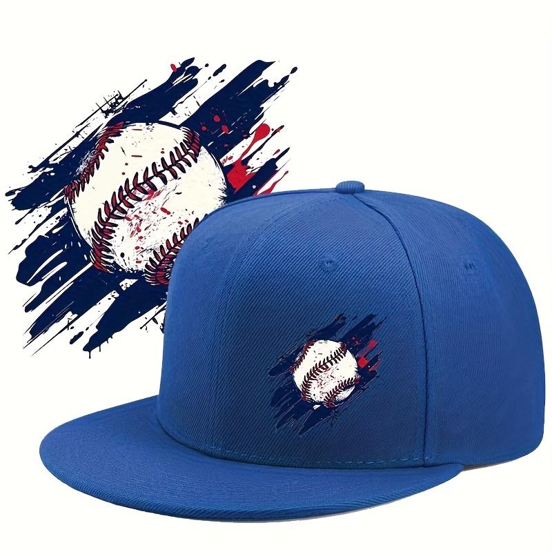 Baseball Grunge Splash Graphic Flat Brim Snapback Cap Adult Polyester Unisex Outdoor Casual Hat