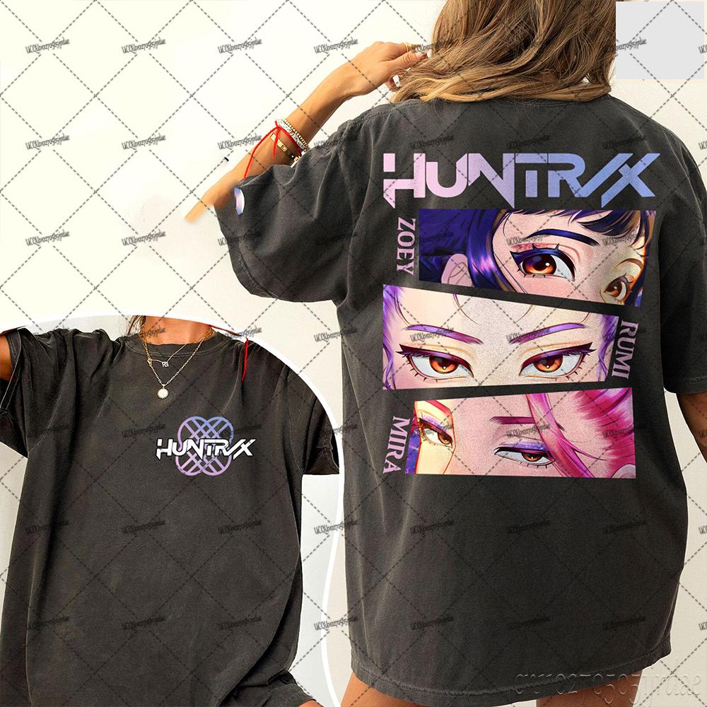 KPop Demon Hunters Huntrix Tshirts For Women Summer New Movie Pattern Short Sleeve Tshirts Oversized YK Street Tops