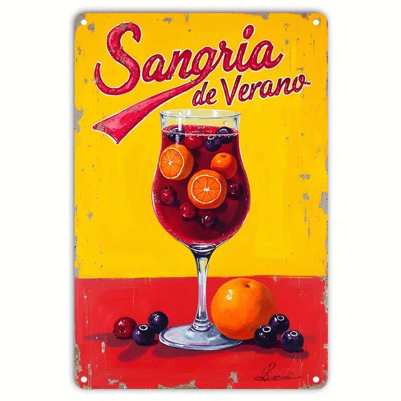Coffee Fruit Juice Cocktails Tin Sign Art Crafts Tinplate Billboard Decor for Bar Kitchen Home Wall Plate Decor Shabby Plaques