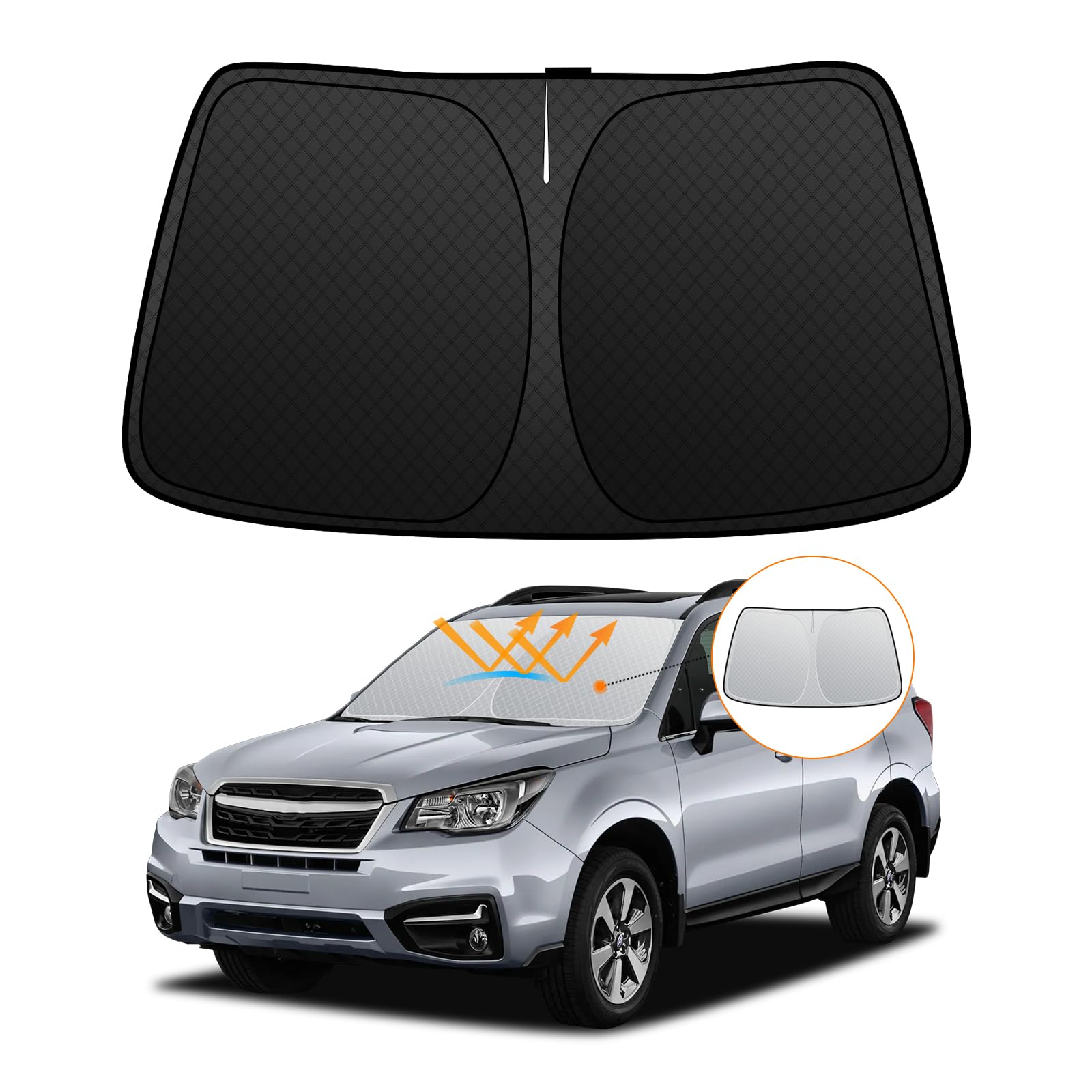 

Subaru Forester SK Series Windshield Sunshade UV No Suction Cups Light Summer UV Easy Installation and Interior Includes Storage Bag [Enhanced чёрный