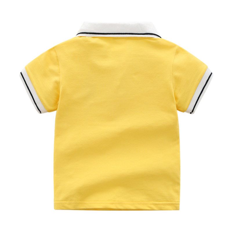 Summer Kidsren's Stripesd Lapel Casual Short-Sleeved T-Shirt Korean Style Kidsren's Polo Shirt Baby Embroidered Letter Top