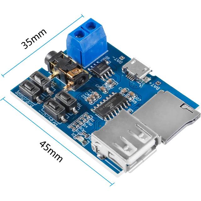 6 Stück Micro-USB-MP3-Decoder-Modul TF-Karte U-Disk MP3-Format Decoder-Platine Verstärker Dekodierung Audio-Player-Modul 3,7-5,5V