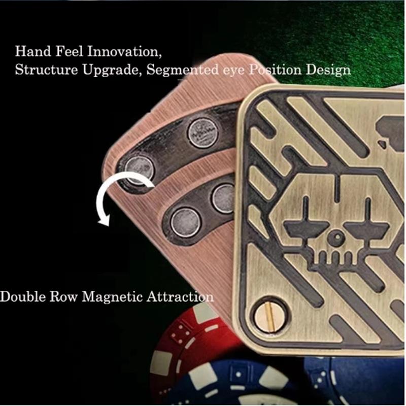 KK AA Fidget Slider Metal Skull Push Slider Stress Relief Toy Anti Stress EDC Top Spinning Poker Toys Adults Gifts