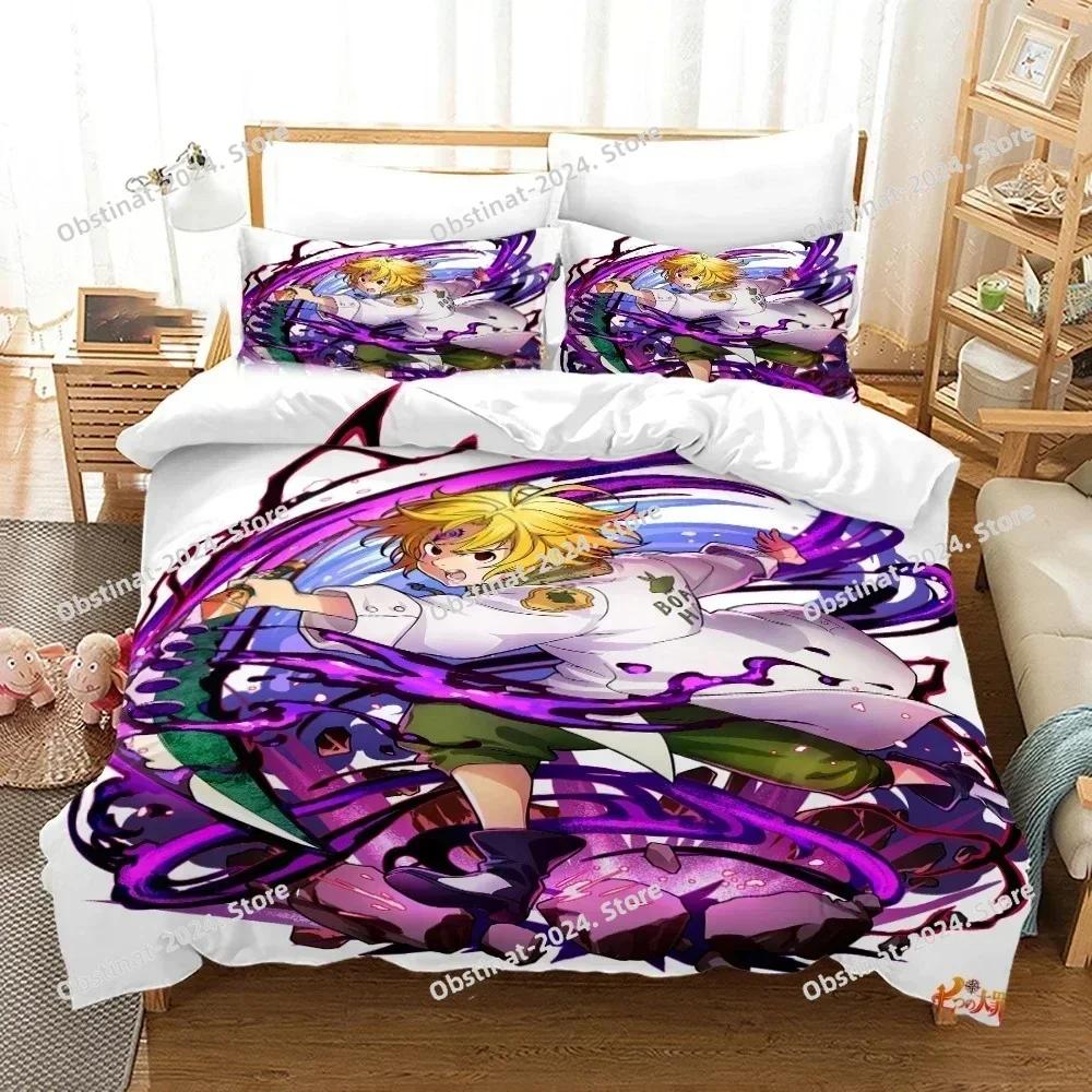 Top Seven Deadly Sins Bedding Set Anime Meliodas Printed Single Comforter Duvet Cover Pillow Case 3 Pieces Sets Kids Adult Size