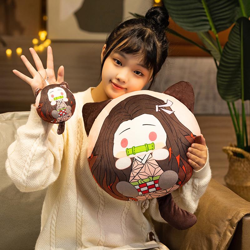 Demon Slayer Plush Pillow & Keychain Set: Tanjiro, Nezuko, Zenitsu, Shinobu, Inosuke
