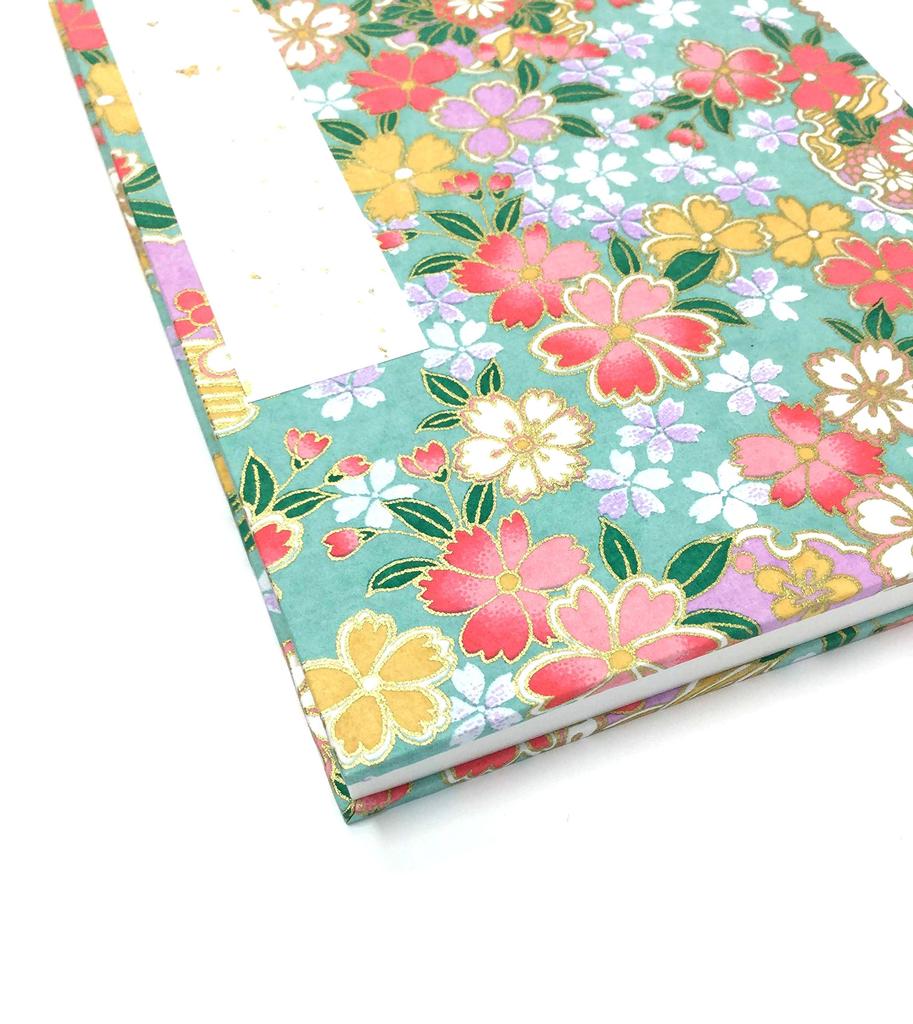 Kawasumi Washi Goshuincho Stamp 16 x Yuzen Hannari Cherry Floral (Shrine Book) 11.2cm, Washi, Blossom, Green-Purple