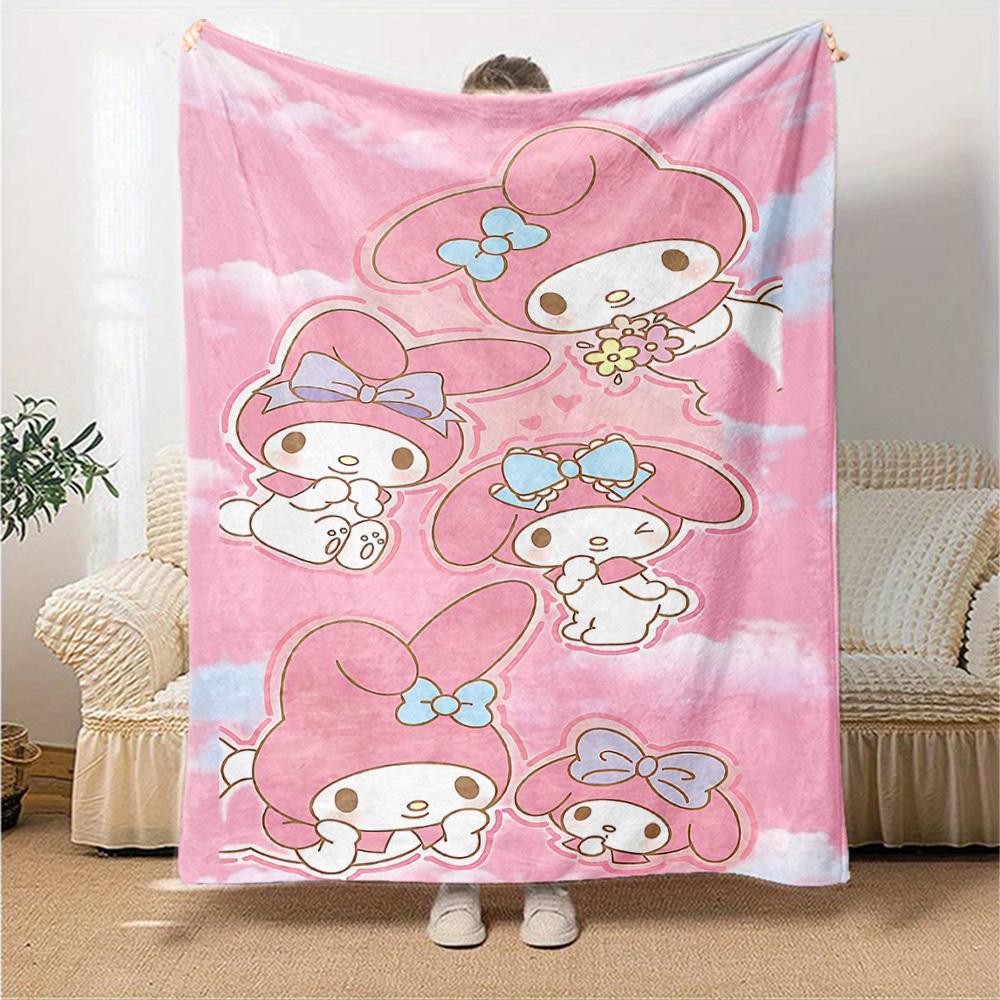 1pc My Melody Blanket Lightweight Flannel Throw for Sofa Bed Travel Camping Livingroom Office Couch Chair