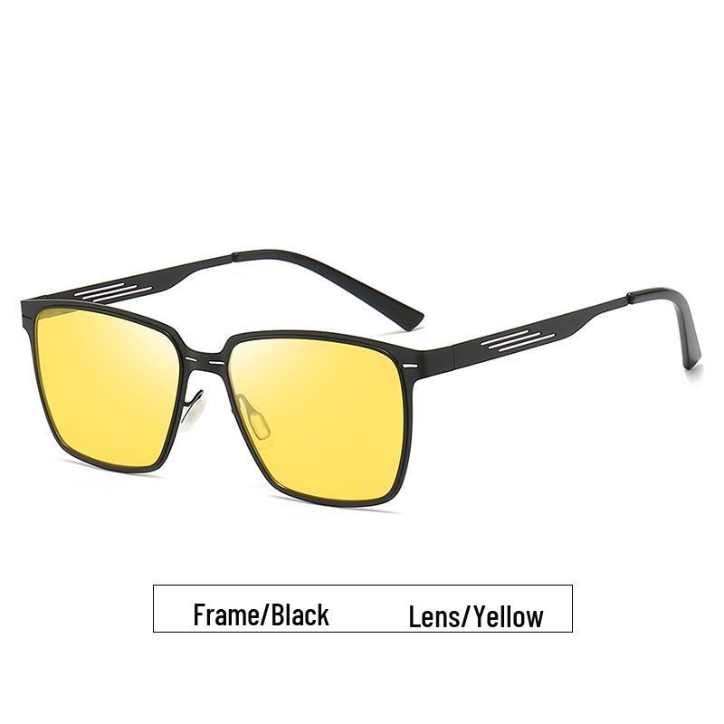 Men's Polarized Stainless Steel Square Sunglasses - Classic Retro Outdoor Driving, Fishing, and Cycling Glasses