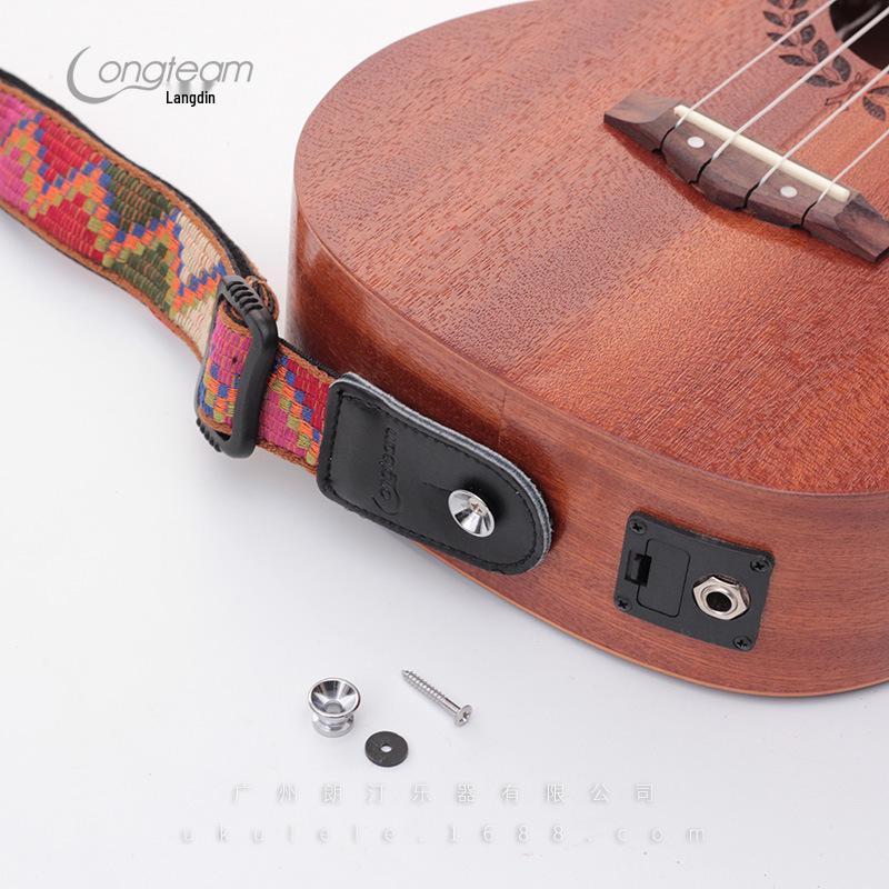 Bohemian Ethnic Leather Ukulele Headstock and Endpin Strap
