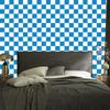 Checkerboard Wallpaper White and Blue for Living Room and Bedroom 50x1000
