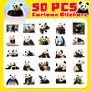 50 Panda Realistic Stickers Cute Giant Panda Flower Emoji Stickers Computer Mobile Phone Water Cup Stickers