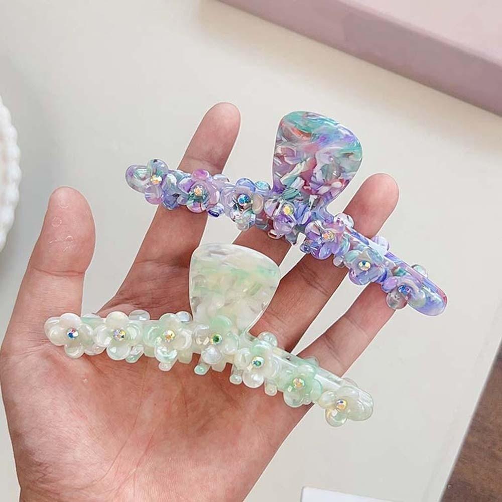Korean Style Straight Line Shaped Shark Clip Elegant Acetic Acid Hair Claw Flower Hair Claw  Party