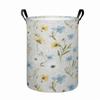1pc, Watercolor Wildflower Laundry Basket, Blue And Yellow Floral Print Collapsible Storage Bin, Organizer Basket with Handles for Clothes, Towels, Be