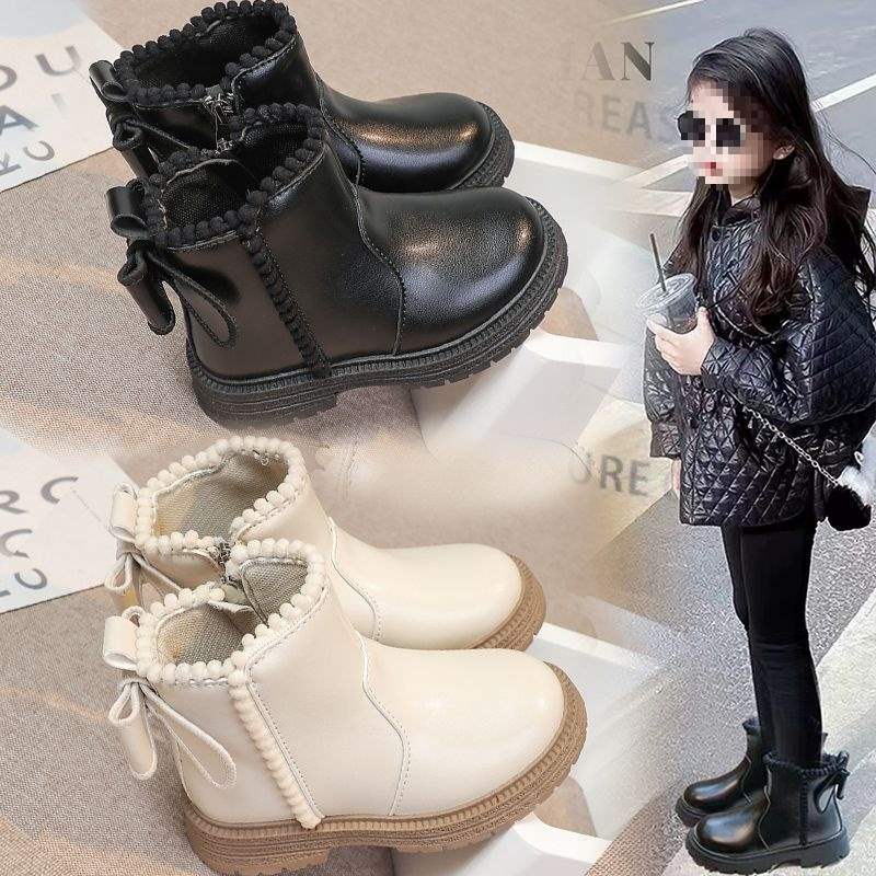 Classmate 2025 fried street girls small fragrant wind short boots children's princess shoes autumn and winter foreign style versatile velvet Mart