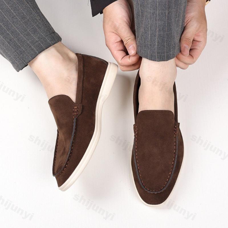 Fashion Men Flat Loafers 2025 High Quality Microfiber Leather Flat Shoes Comfortable Non Slip Fashion Loafers Light Outdoor Casual Shoes