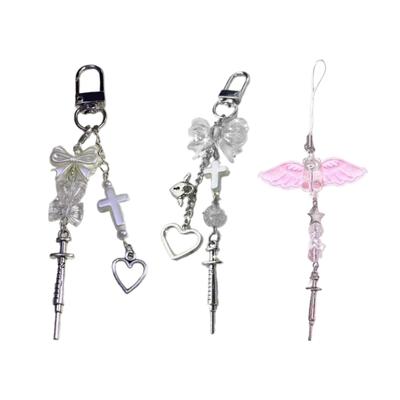 Delicate Phone Charm Keychain Bag Dangler Cute Bowknot Heart Phone Dangler Decoration for Fashionable Individuals