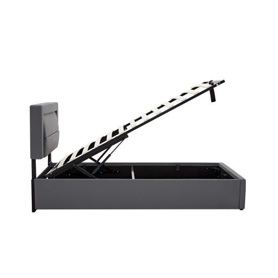 Upholstered Bed Large Storage Space LED Lighting Sturdy Construction Good Load Capacity with USB Ports Modern Upholstered Bed Bedroom