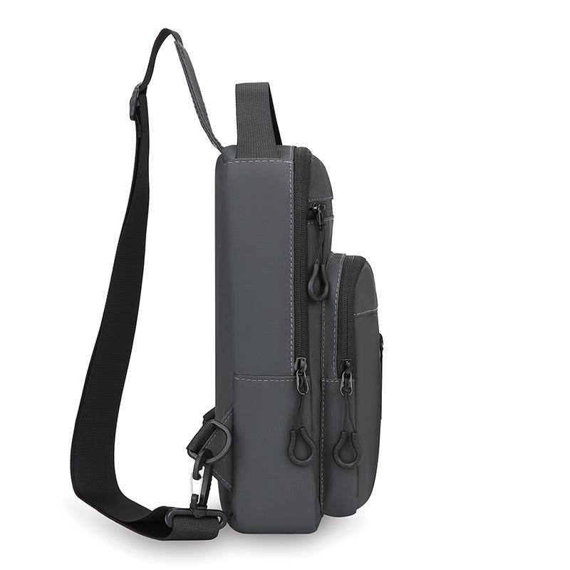 Multi-Layer Men's Chest Bag Handbag Solid Color Shoulder Bag