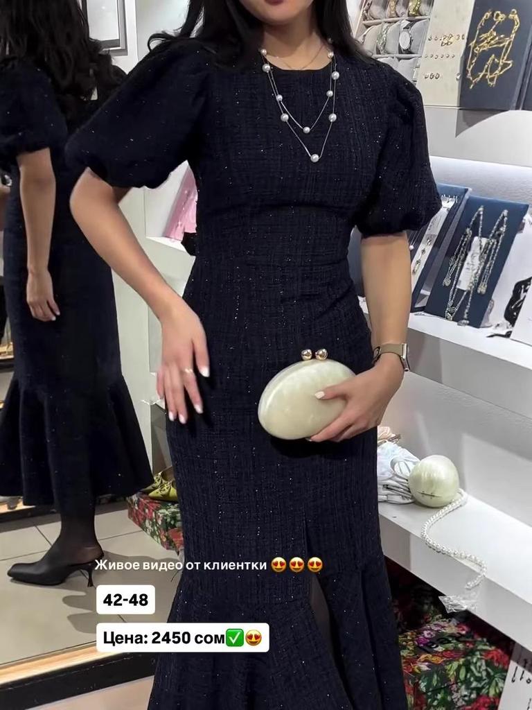 2026 Women's European & American Round Neck Short Sleeve Tweed Slimming Waist Dress