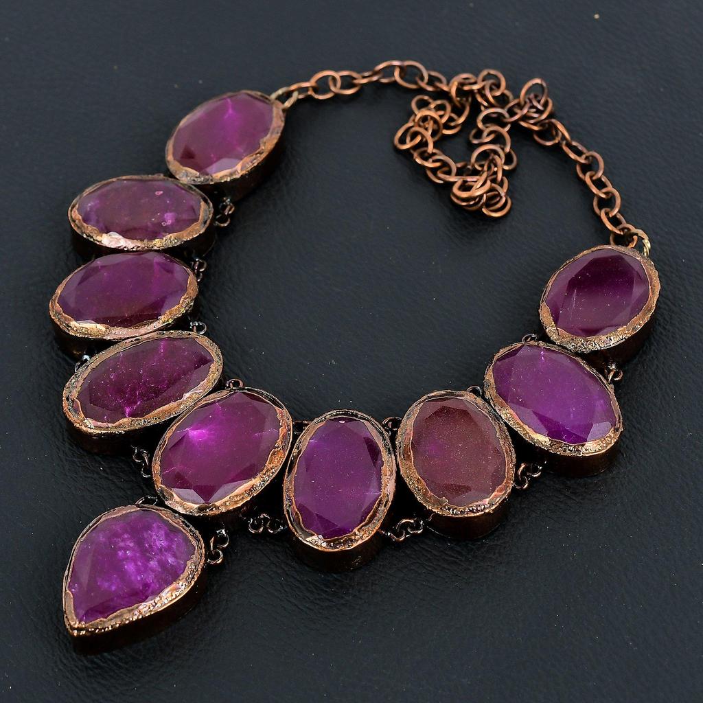 Ruby Necklace, Copper Electroformed Gemstone Jewelry, Handmade Necklace Amazing Jewelry, Gift For Her
