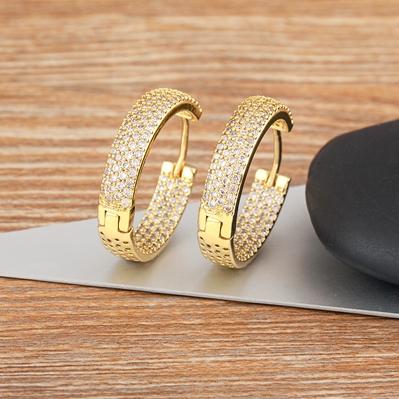 

Nidin Hot Sale 5 Colors Hoop Earrings Circle Round Shape for Women Gold Plated Ear Jewelry Buckle Fashion Shiny Full Zircon Gift білий