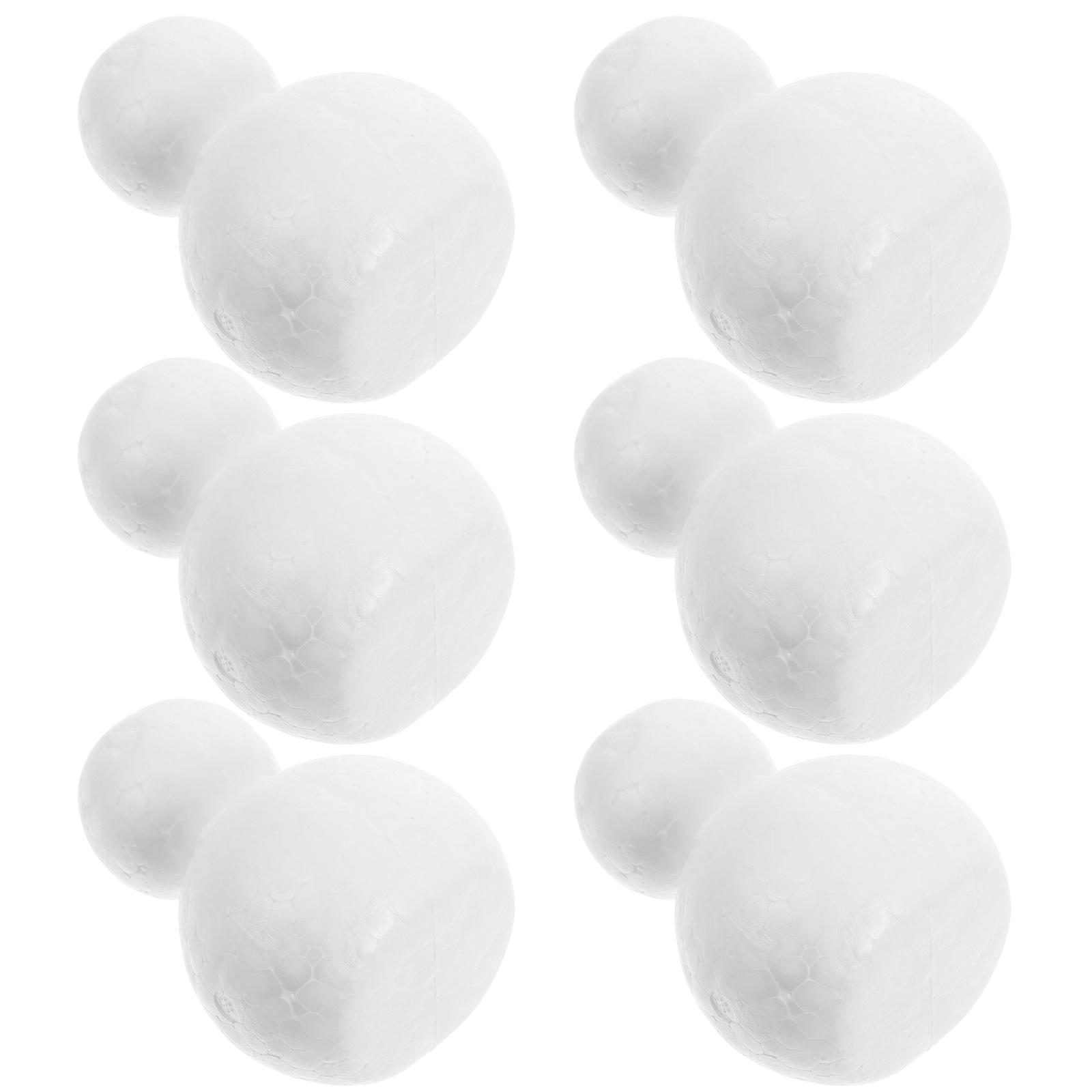 6pcs Unfinished Blank Snowman Figurine Handmade Snowman Model Christmas Decor Craft Diy Snowman Polystyrene Snowman Shape Decor 0.00X0.00X0.00CM белый