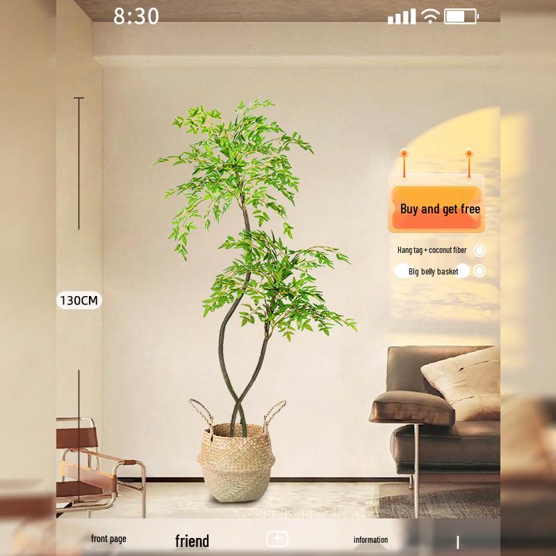 Nandina Luxus Kunstbaum - Dekorative Bionische Grüne Pflanze für Innenräume mit Seidenblumen für die Wohnzimmer-Landschaftsgestaltung.